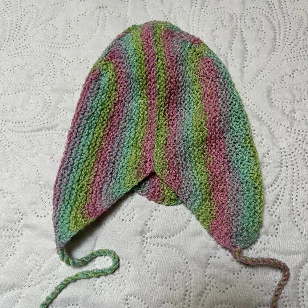 Handmade Knit Rainbow Stripe Baby Hat